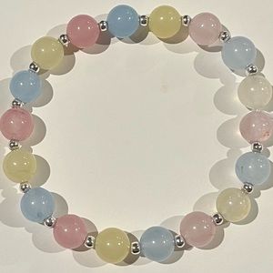 Morganite crystal bead bracelet.  8 mm beads. NWOT.